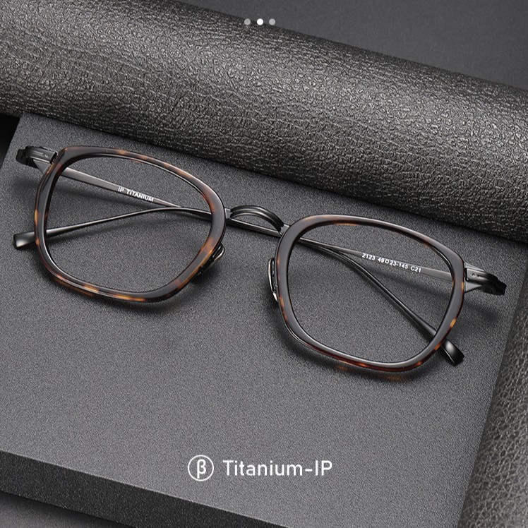 日系小众超轻纯钛复古方框近视眼镜架可配高度数男士黑框大框镜框