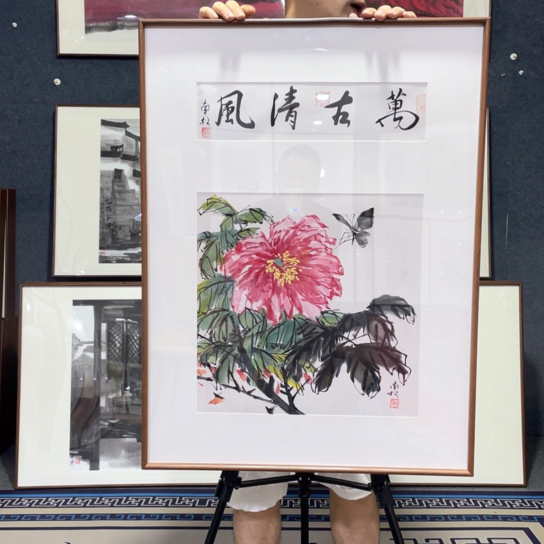 国画手绘画作品带框60/80
