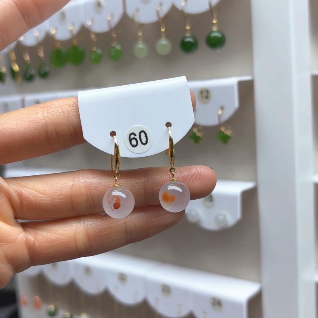 南红玛瑙耳饰银S925镶嵌2