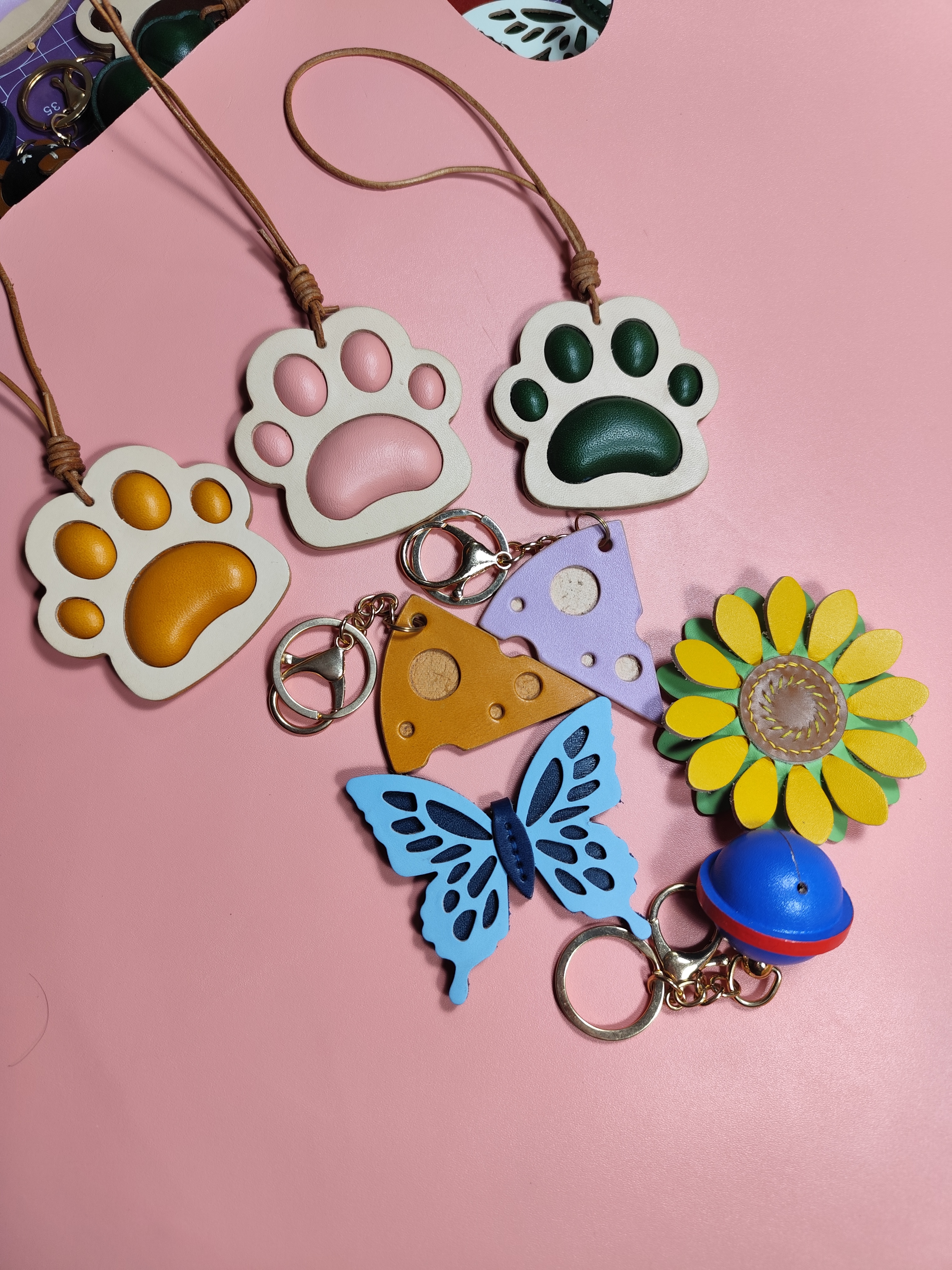 挂件创意礼物牛皮手工缝线真皮