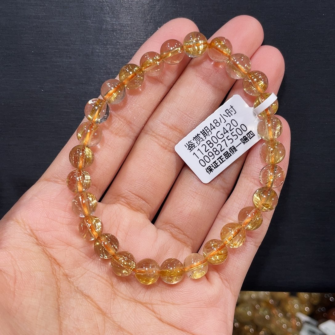 发晶手链未镶嵌全净体发晶7mm