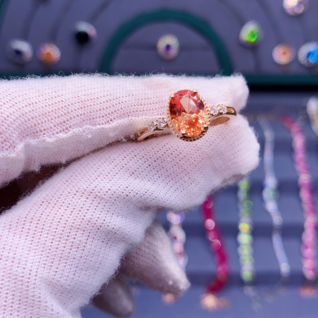 彩色蓝宝石戒指银S925镶嵌