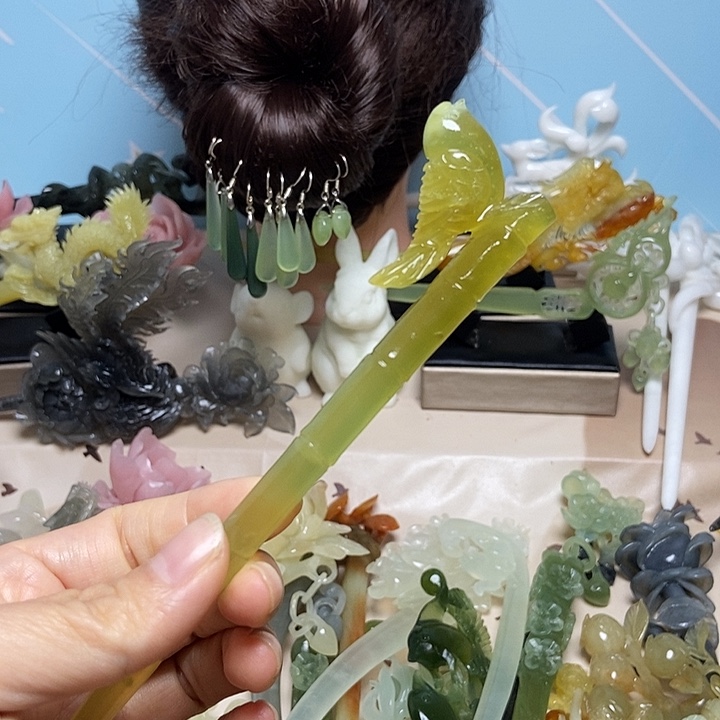 岫玉未镶嵌发簪发簪