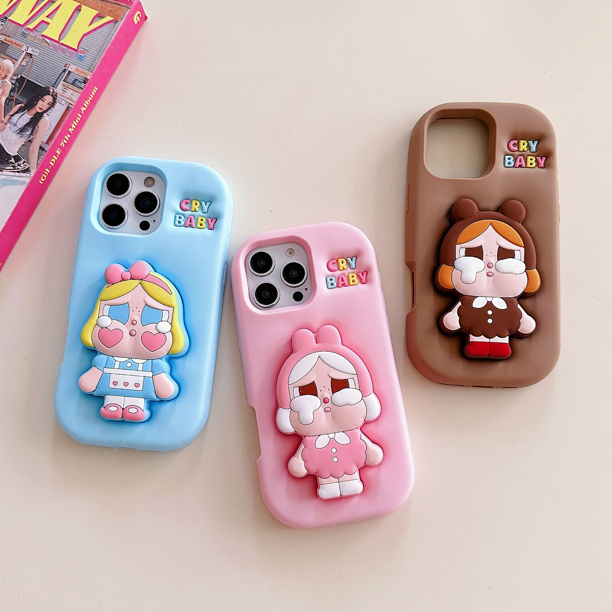 苹果|哭娃爱丽丝支架可爱哭哭兔适用iPhone17卡通ins韩硅胶手机壳