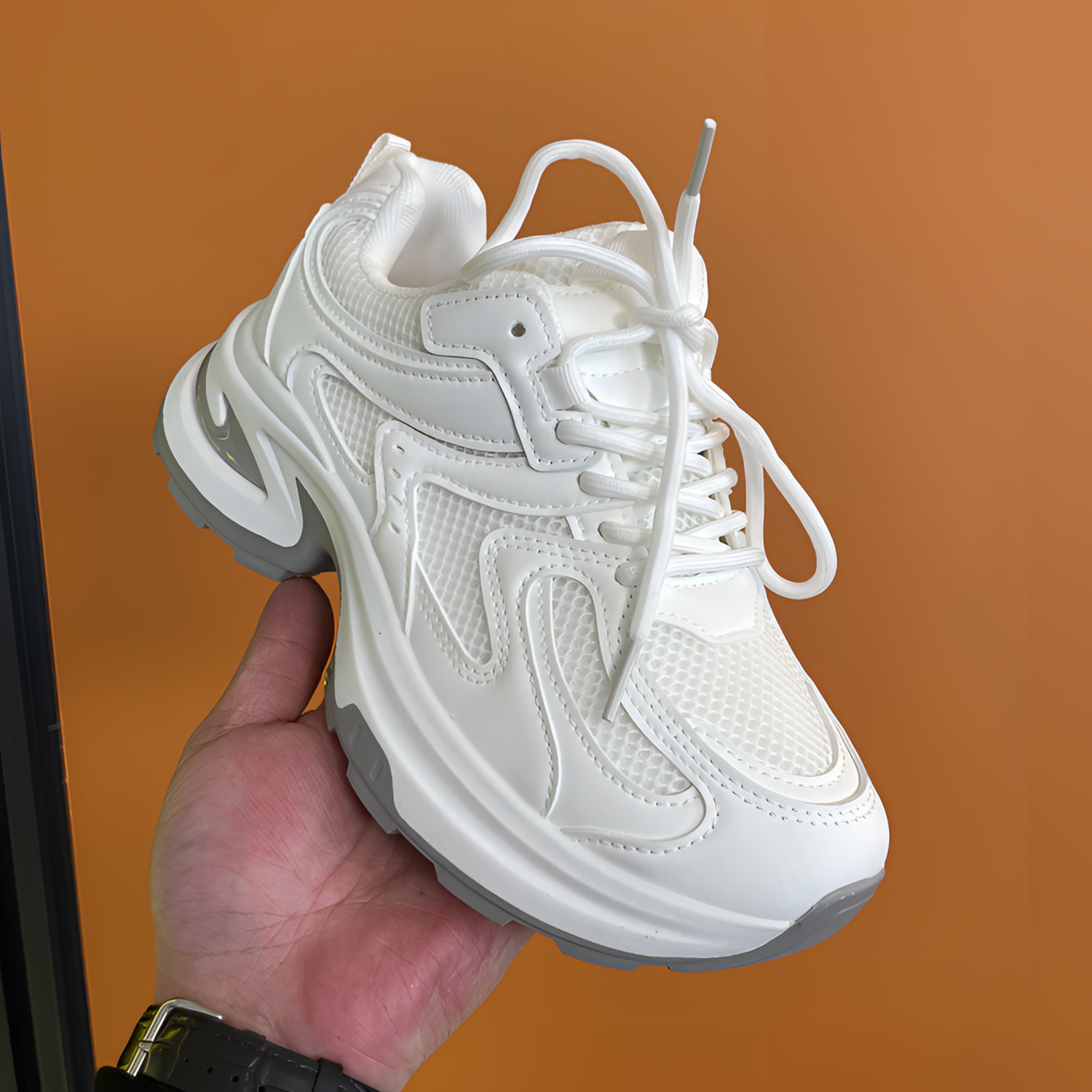 H219厚底老爹鞋女网面透气增高休闲运动鞋2025新款