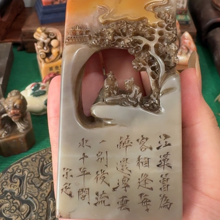 石材斜**迎手工艺品