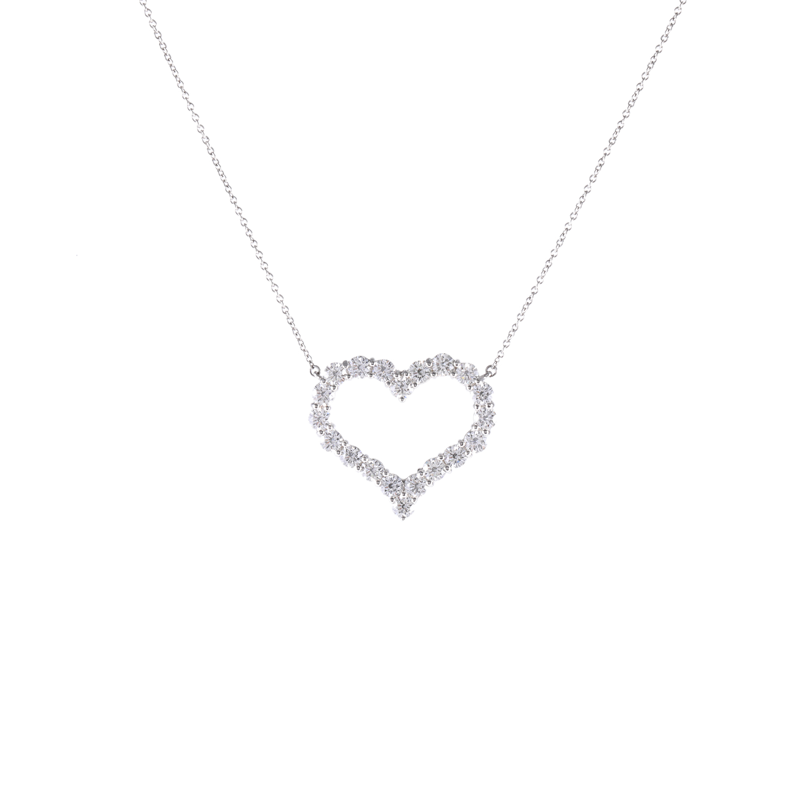 99新 Tiffany & Co./蒂芙尼 小花6欢 钻石 pt950 爱心型 项链 