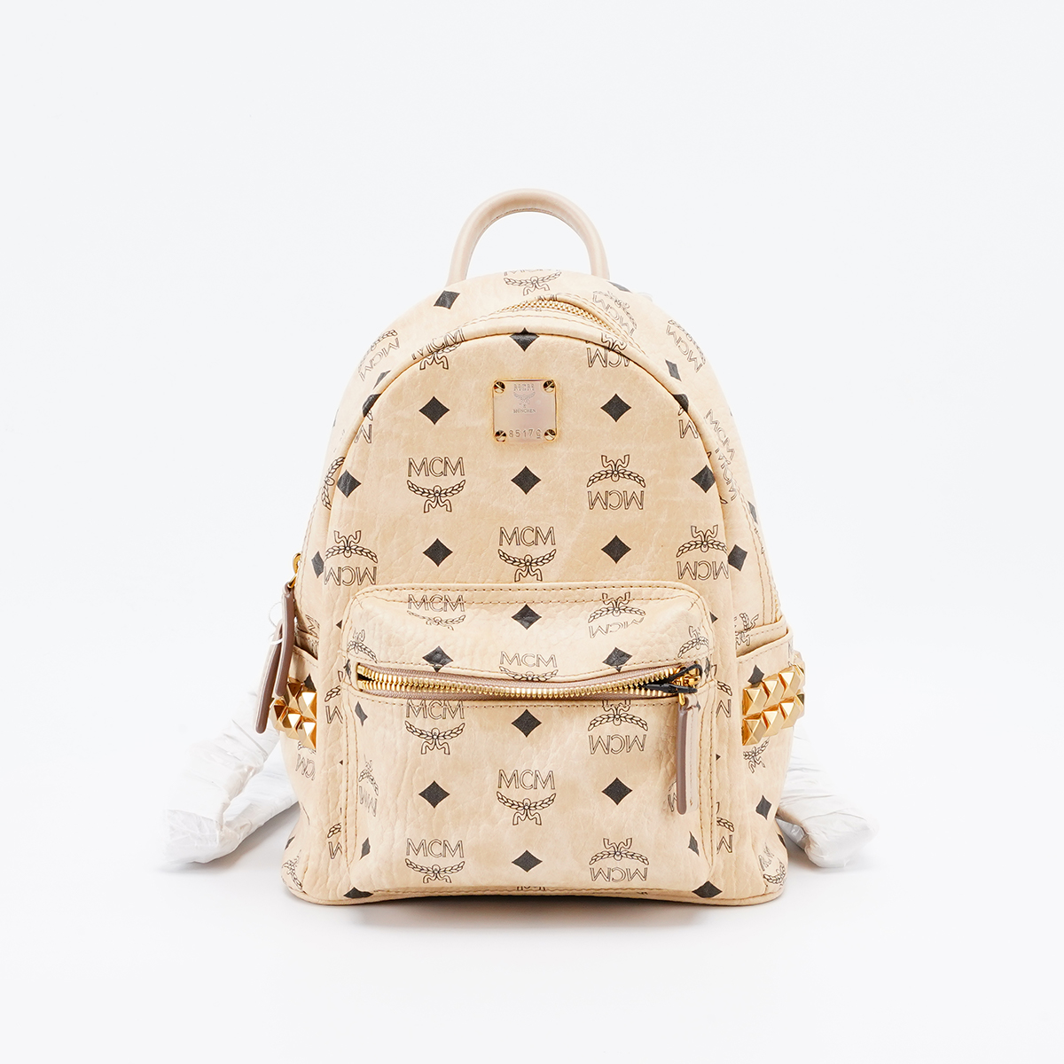 95新 MCM 【MCM专属一口价】米色双肩包小号/BG22010347