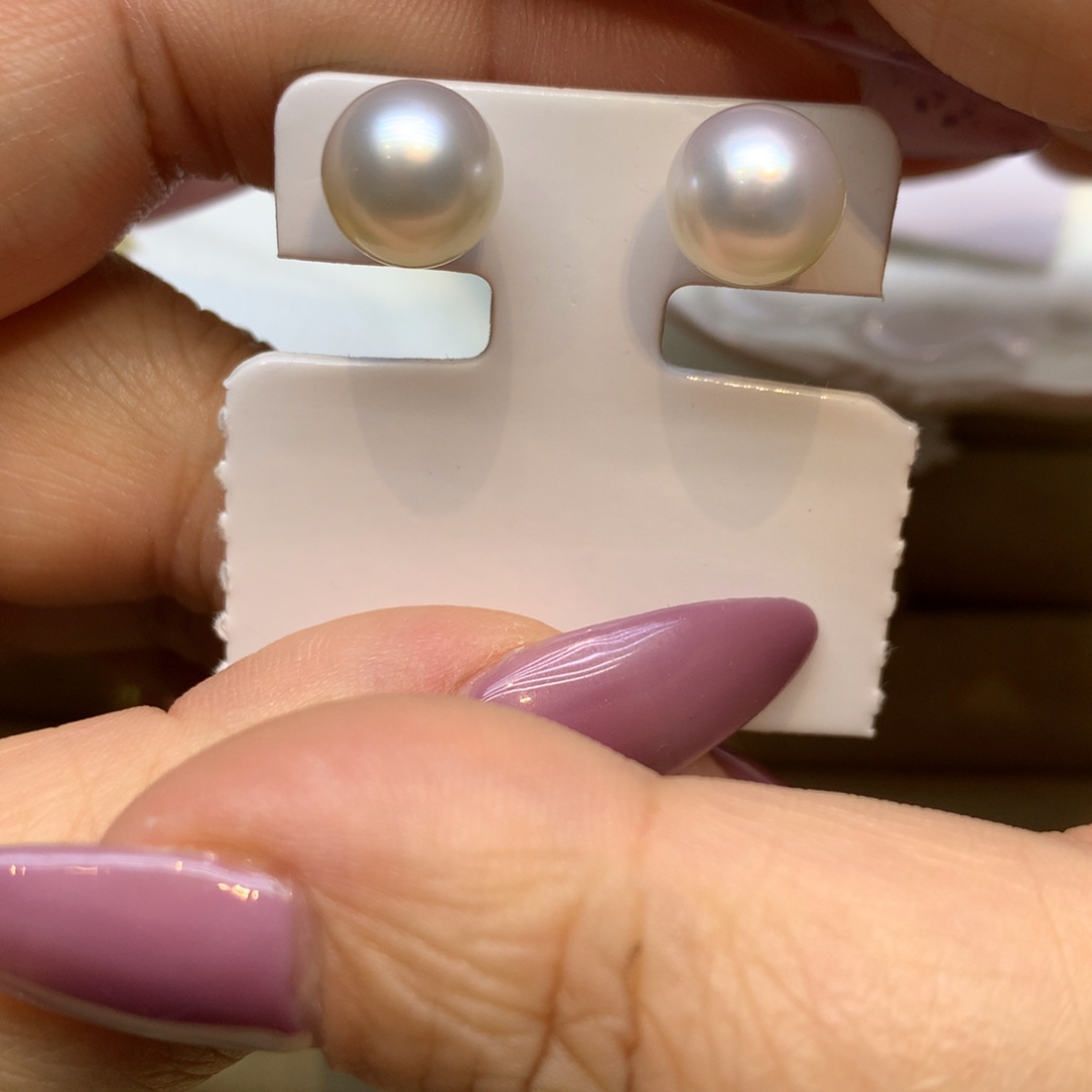 银S925镶嵌耳饰海水珍珠