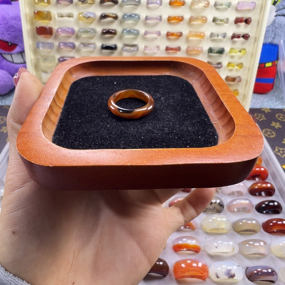 三***七玛瑙/玉髓未镶嵌戒指B34不退换18.1港18