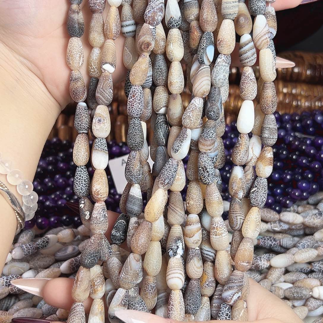 玛瑙/玉髓合金珠宝半成品a122 8*15.7m 水滴药霜玛瑙一条