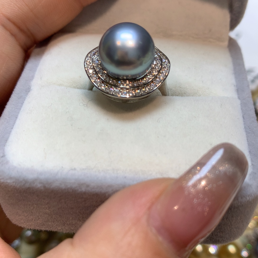 海水珍珠戒指银S925镶嵌