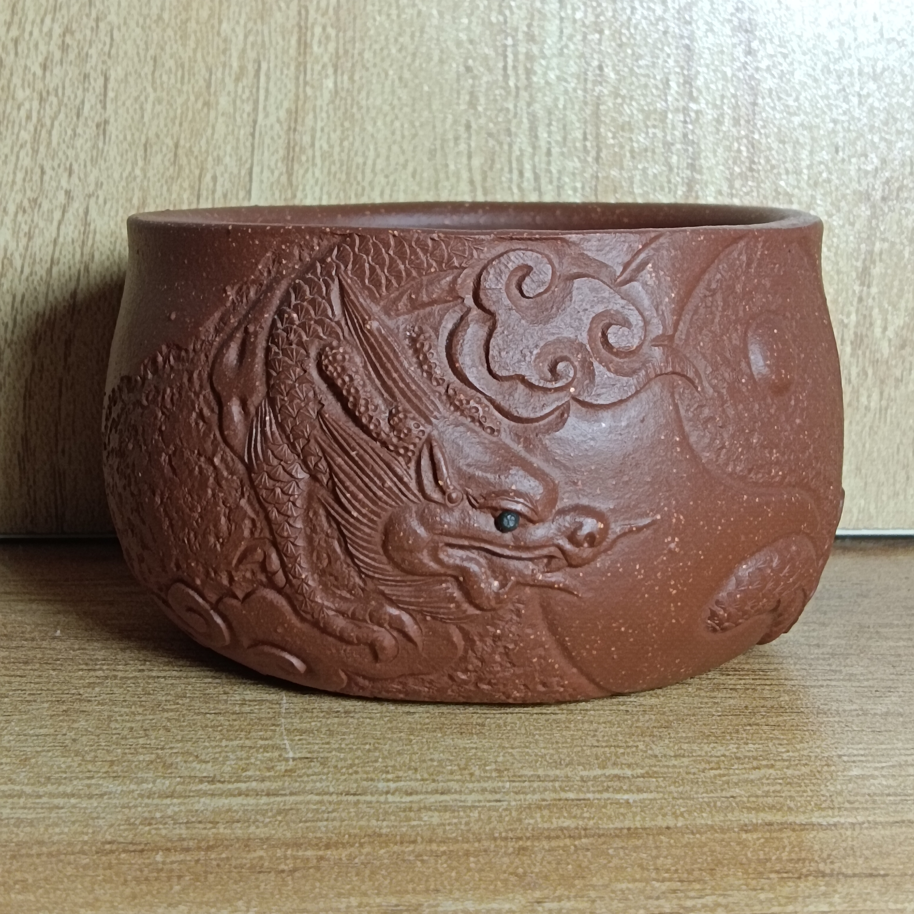紫砂隐龙茶杯，原矿降坡泥，容量150cc