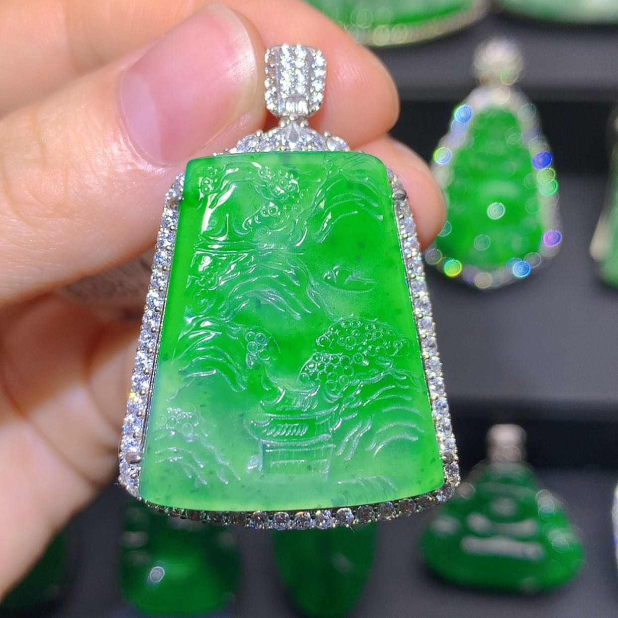 【闪购商品】翡翠银S925镶嵌吊坠(不含链)