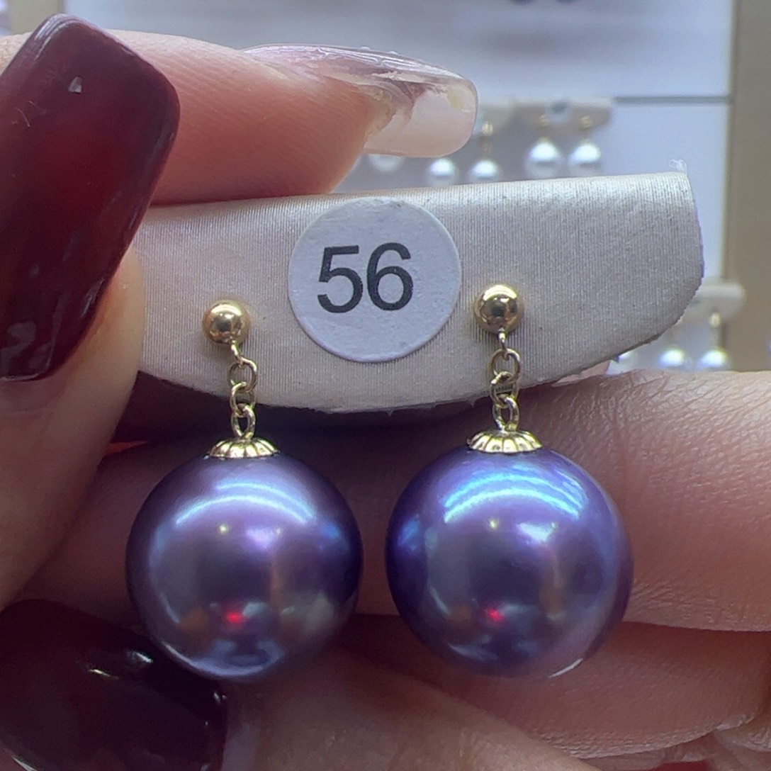 淡水珍珠耳饰18K金镶嵌