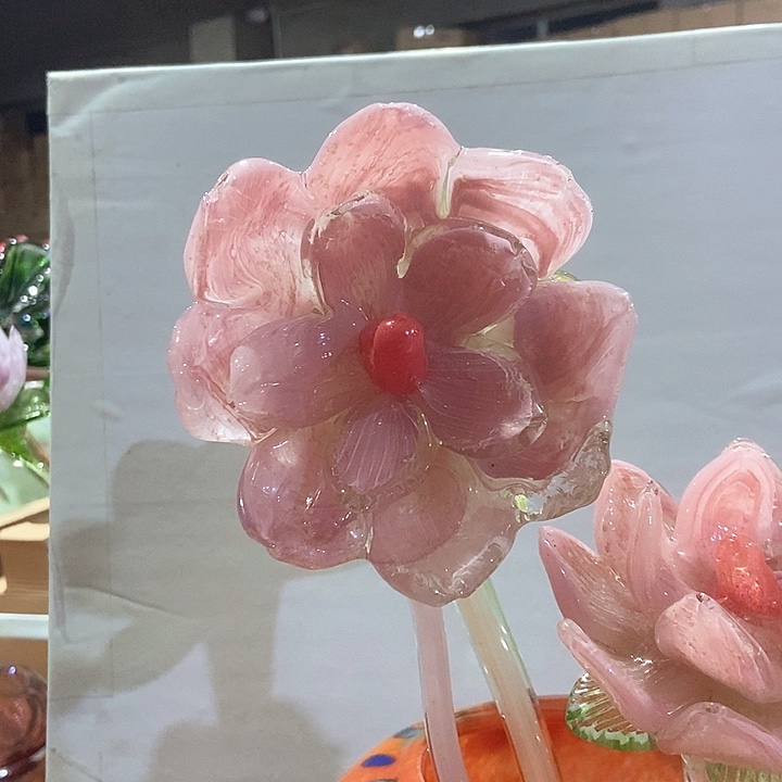 琉璃粉色红心荷花花器