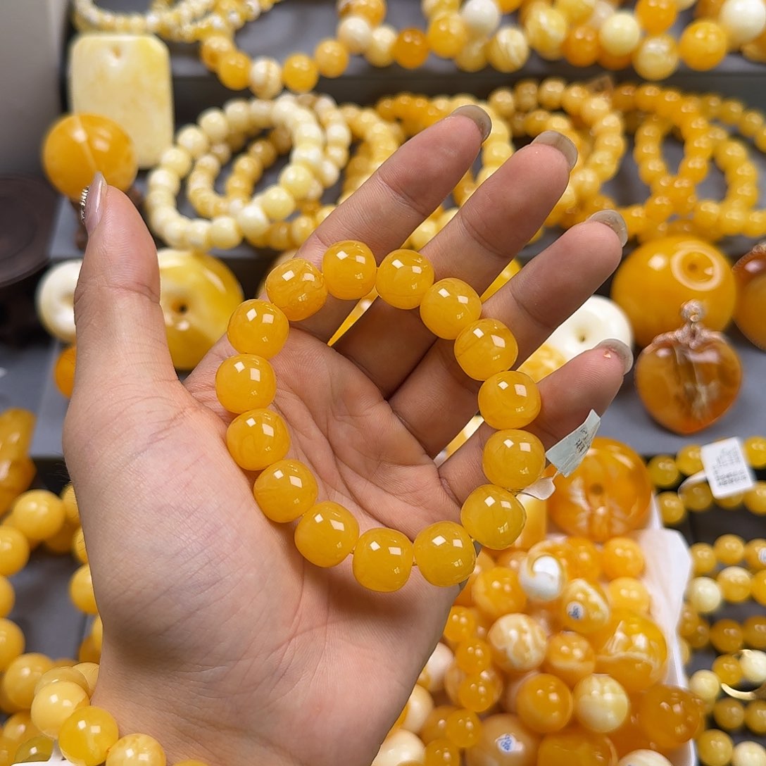 琥珀珠宝奇石未镶嵌同料14mm