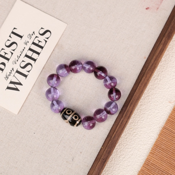 合金琉璃手链 LZ3522 平安四眼藏式桶珠瑙瑙台湾老师紫料琉璃手串