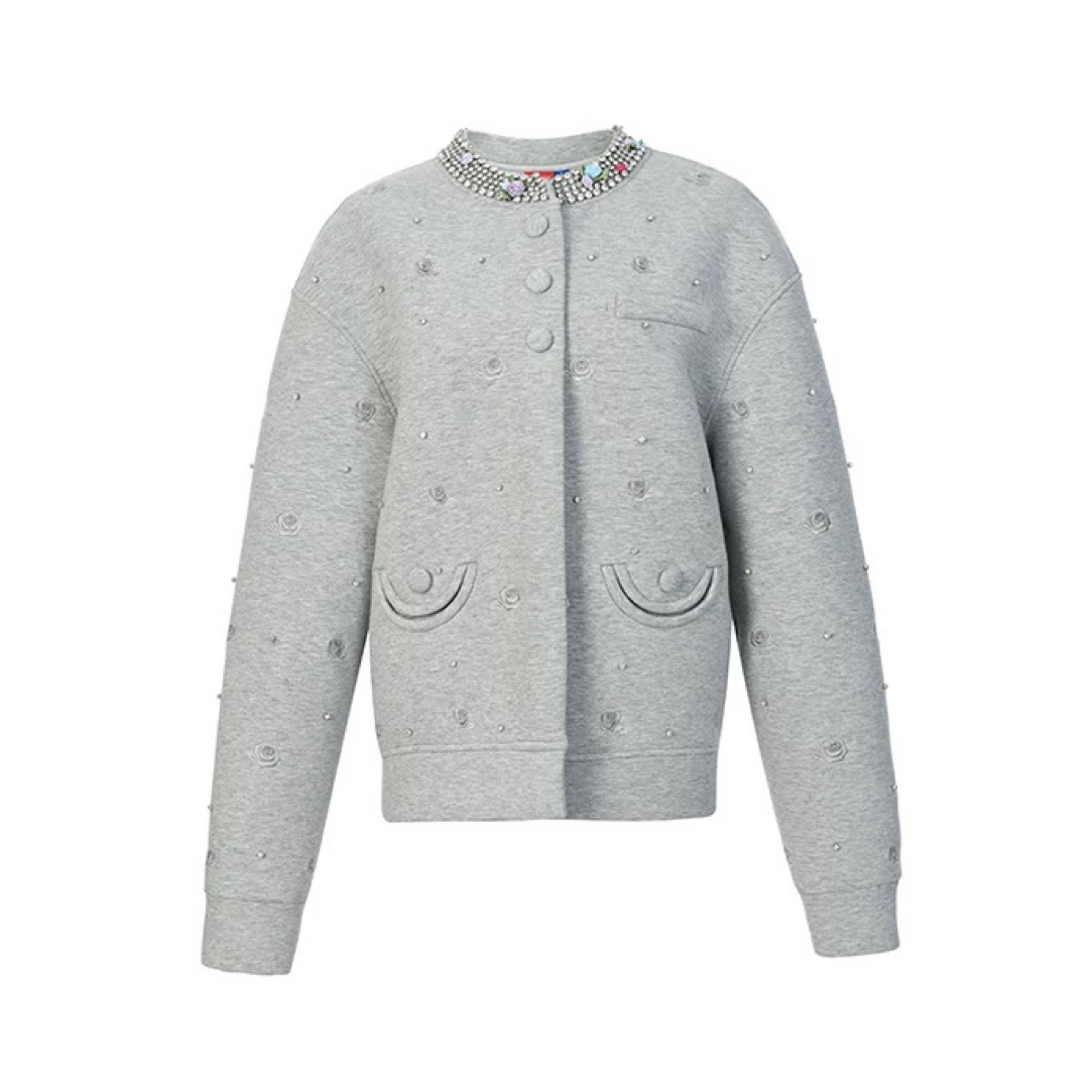 LeFame/拉飞姆秋季miu系格雷系华丽卫衣开衫外套女LF24Q21SC283