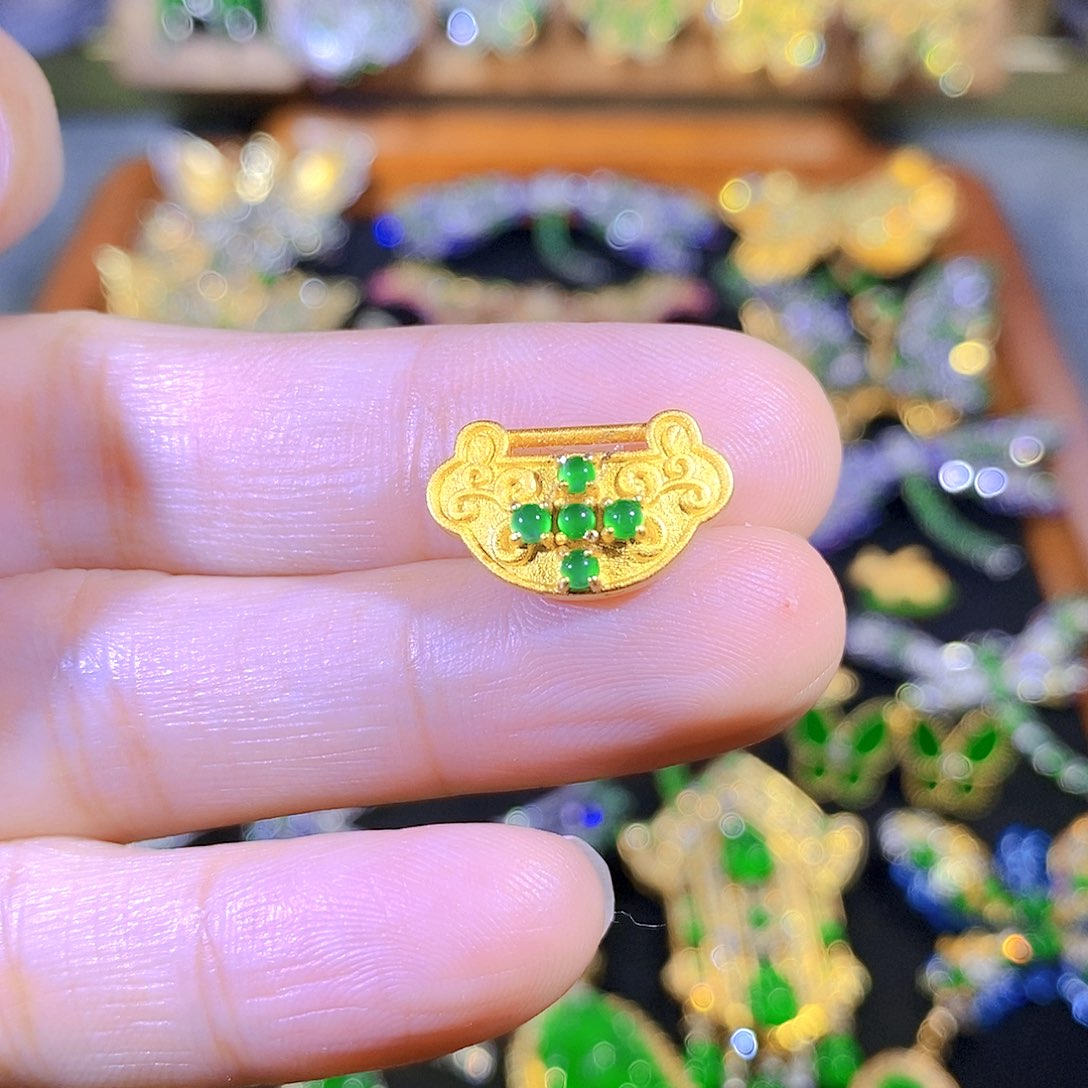 吊坠(不含链)银S925镶嵌翡翠