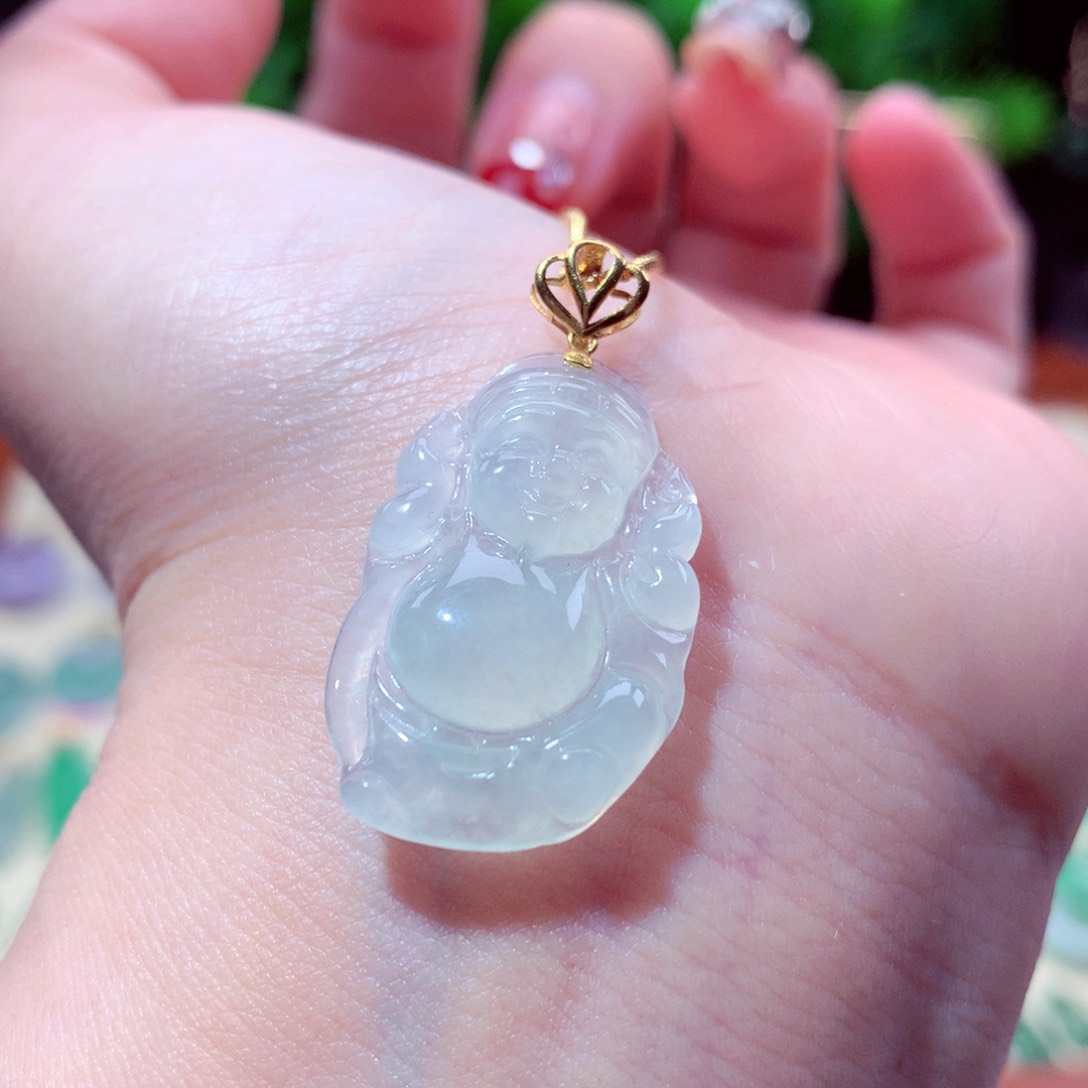 翡翠吊坠(不含链)18K金镶嵌