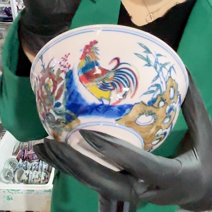 其他陶景德镇高温陶瓷鸡画片红希5寸碗