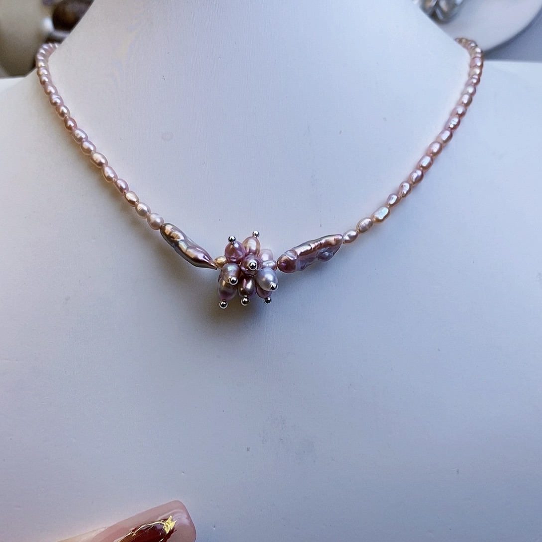 淡水珍珠颈饰银S925镶嵌