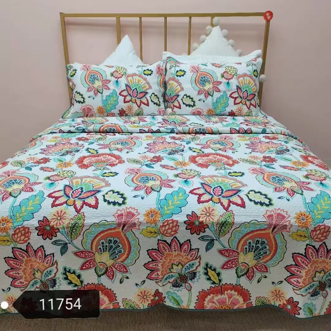 外贸林夕家原单全棉密絎床盖三件套