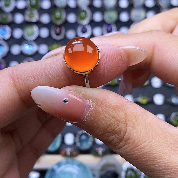 岫玉戒指银S925镶嵌栖***散