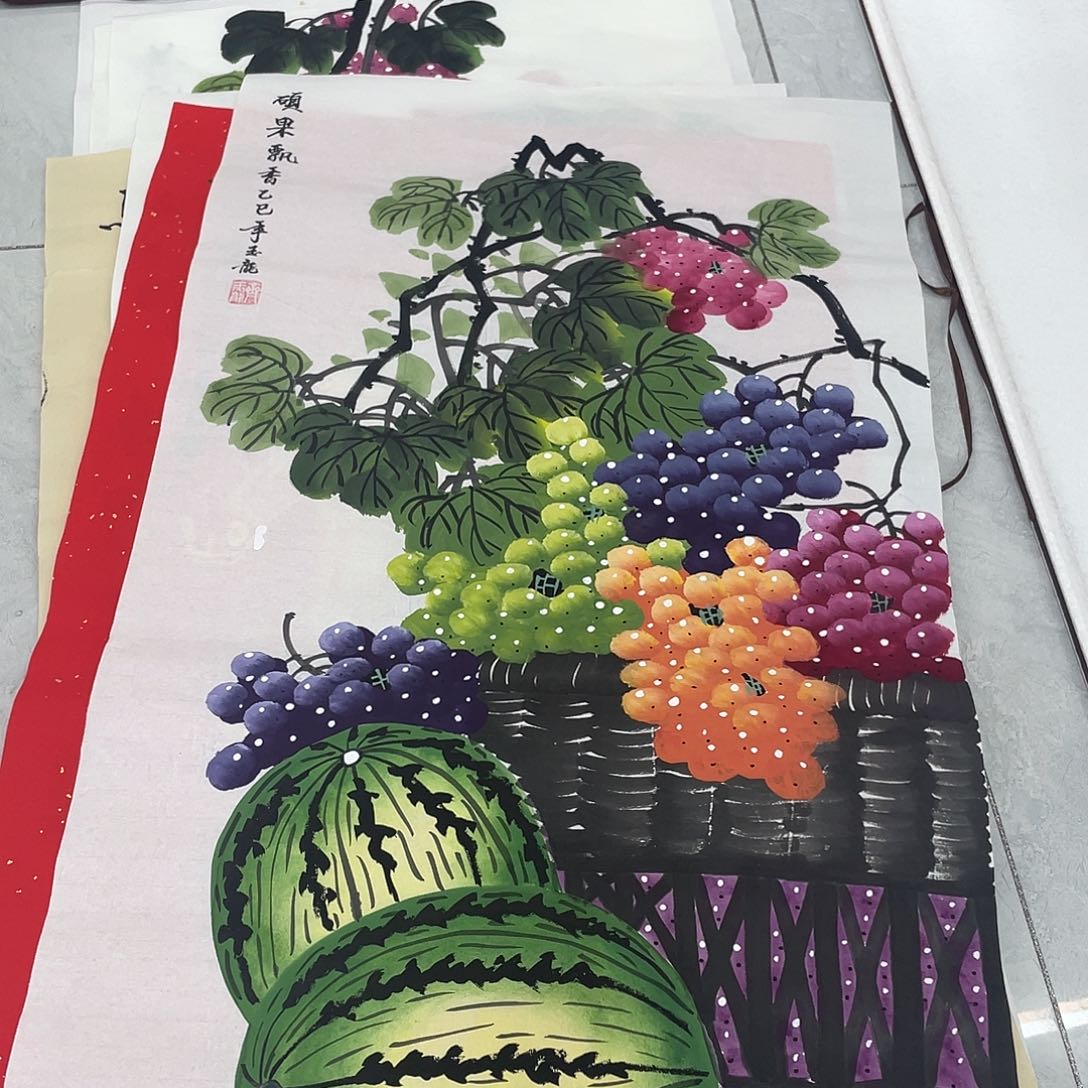 国画国画作品原稿三尺葡萄