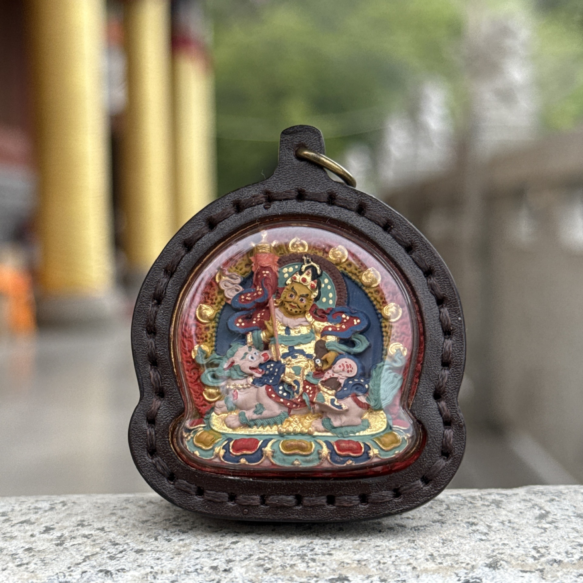 钨金皮质吊坠 财宝新非遗彩绘手绘擦擦手工皮壳唐卡吊坠项链挂件