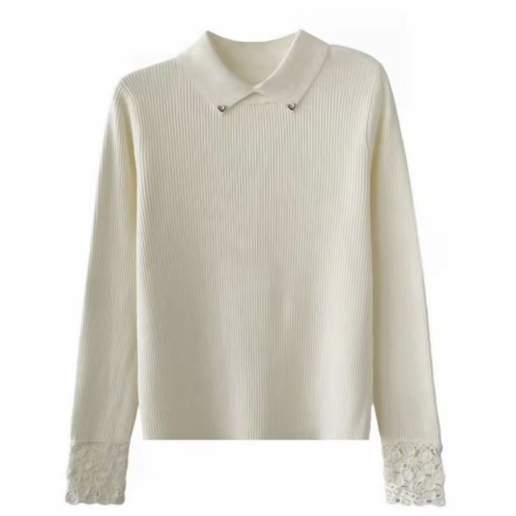 新款翻领加厚安迪绒洋气纽扣长袖女秋冬百搭打底外穿针织衫毛衣