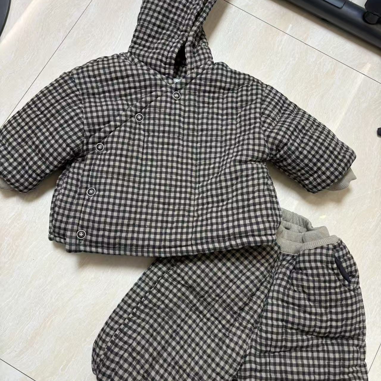 儿童冬季爆款超萌家居服防寒保暖韩版小童三层连帽加绒加厚套装