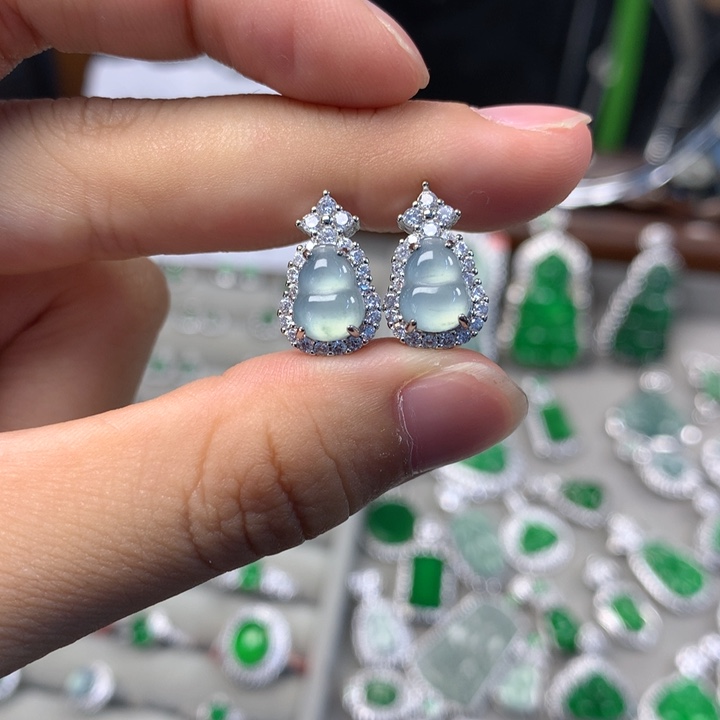 翡翠未镶嵌耳饰耳钉