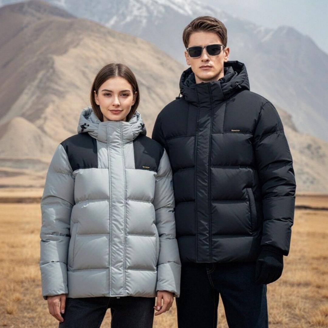 【冰川.冰霜】金离子充绒羽绒服男冬季极寒可拆连帽撞色白鸭绒YR745