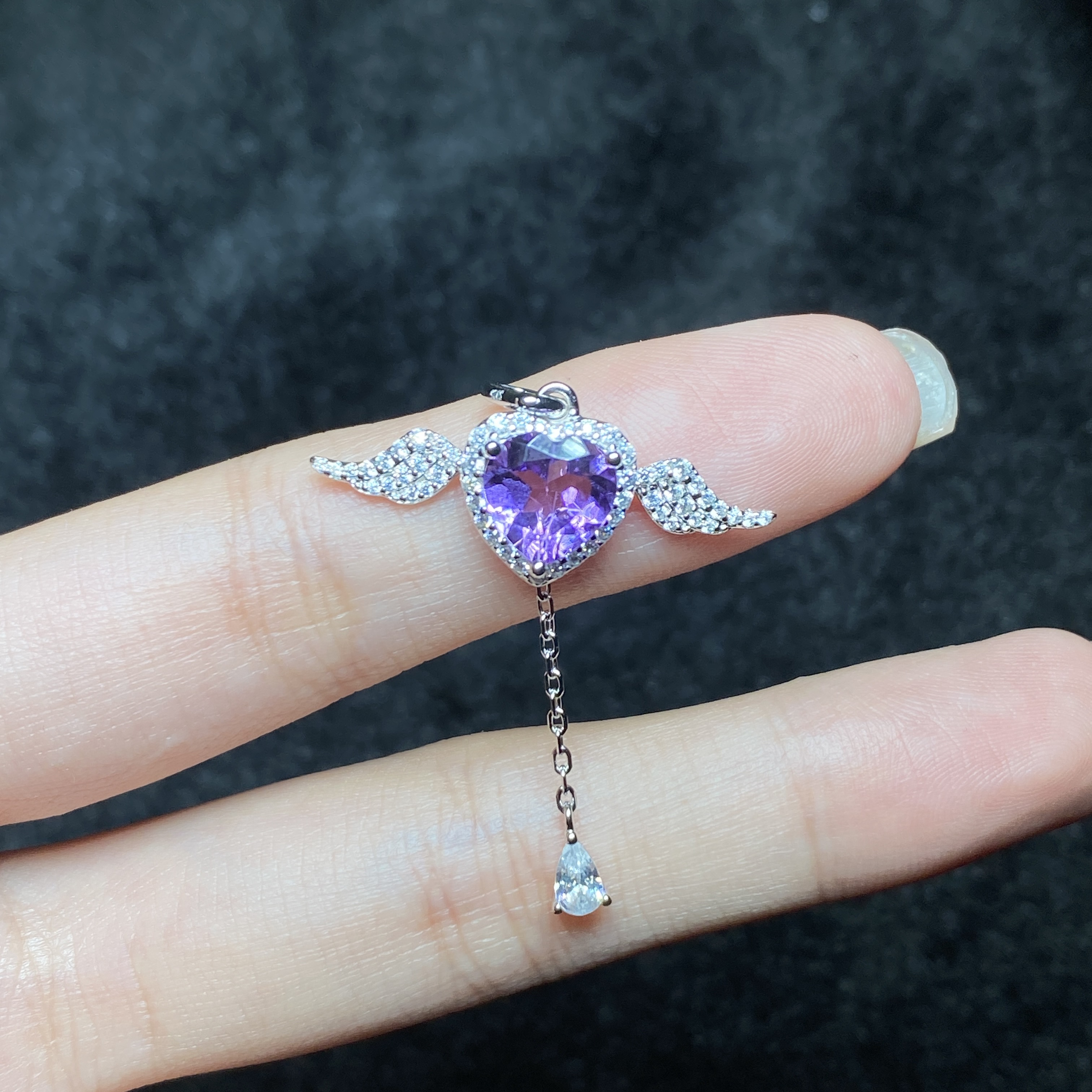 【小北好物】S925银水晶吊坠约8*8mm带链【多样性发一】QH161X325