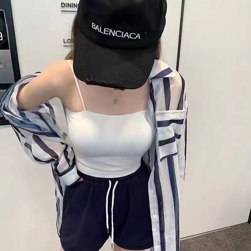 【锦阁创意屋4】时尚百搭打底休闲通勤衬衫夏季纯色套装韩版女装