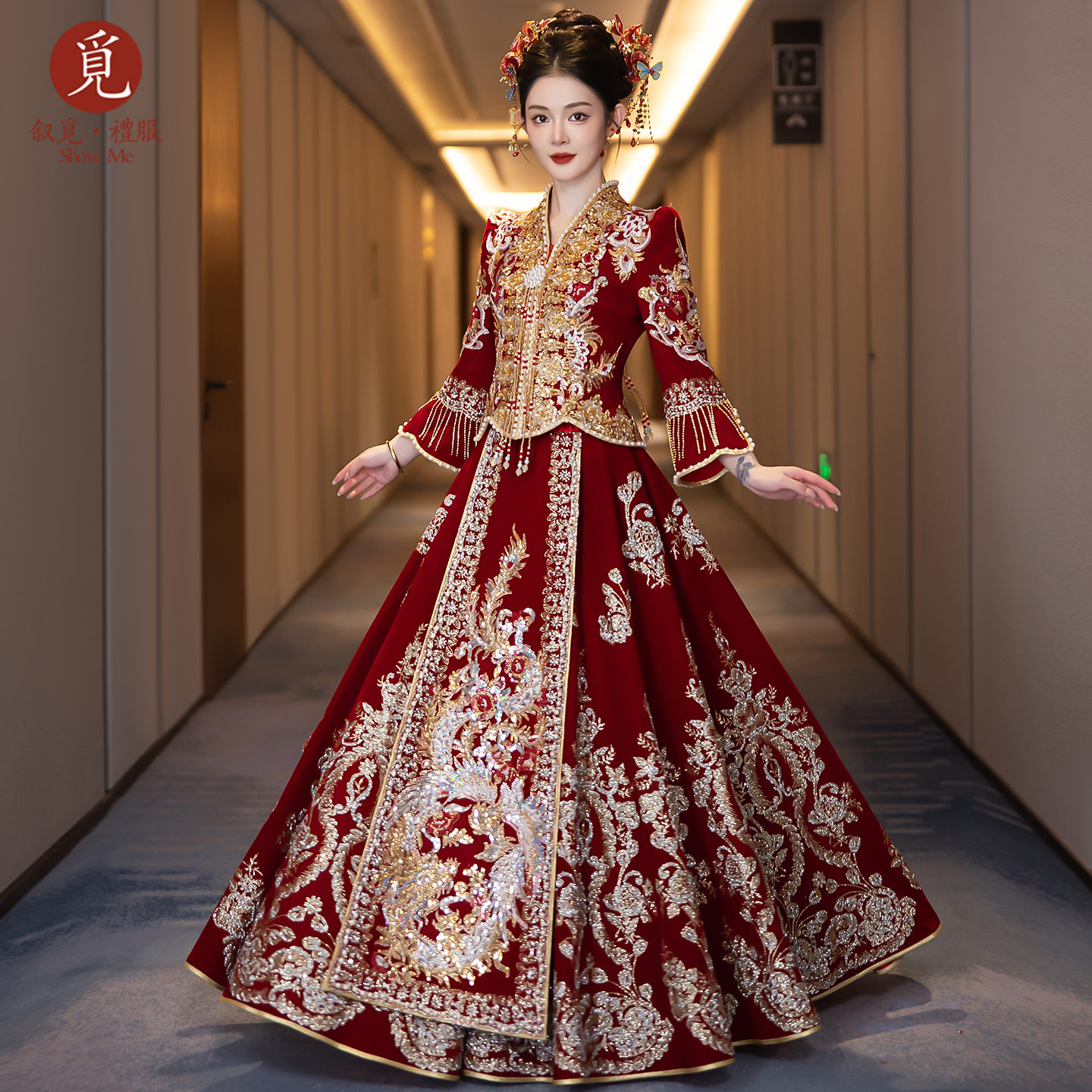 重工V领奢华秀禾服婚服2025新款新娘结婚礼服敬酒出阁服中式嫁衣