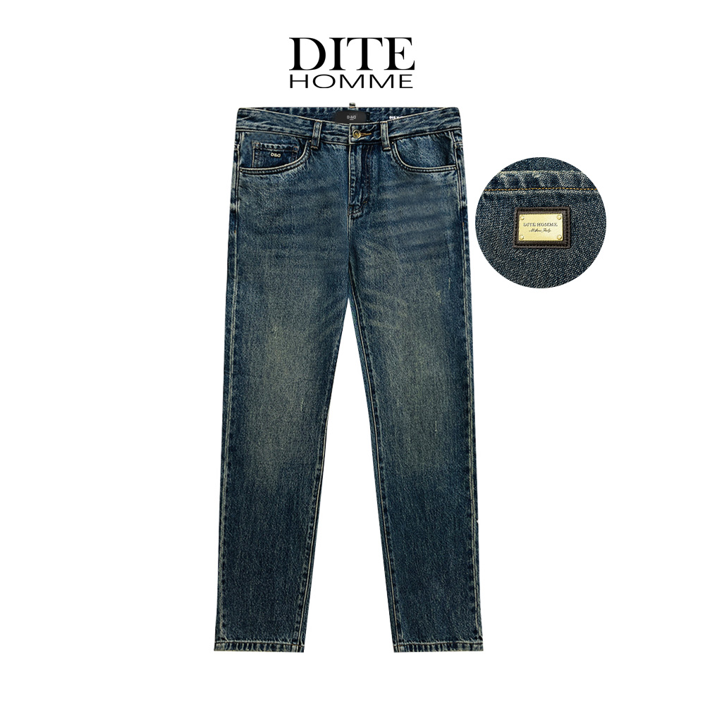 Dite/迪特 直筒裤欧版宽松直筒中腰做旧牛仔裤 2562013/033棕色