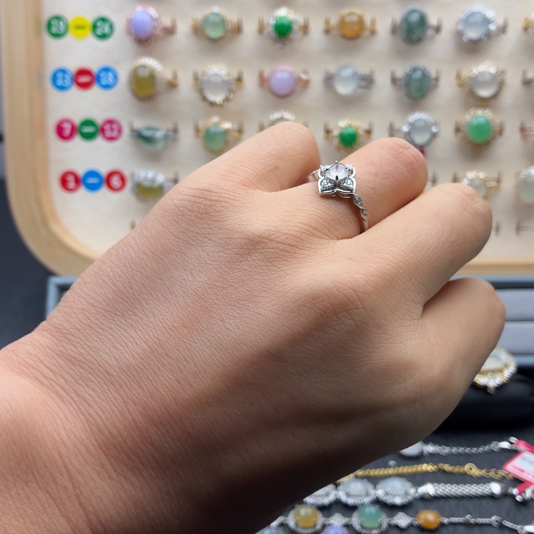 翡翠银S925镶嵌戒指