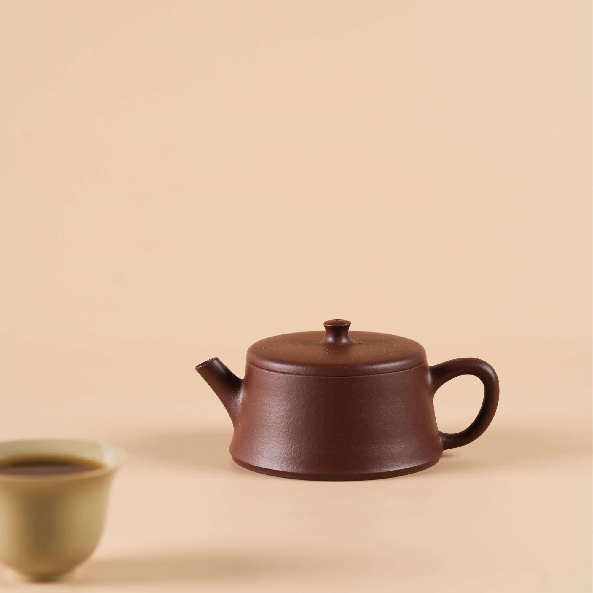 【云柱】紫砂壶羊角山茶壶紫泥150CC云柱紫砂壶