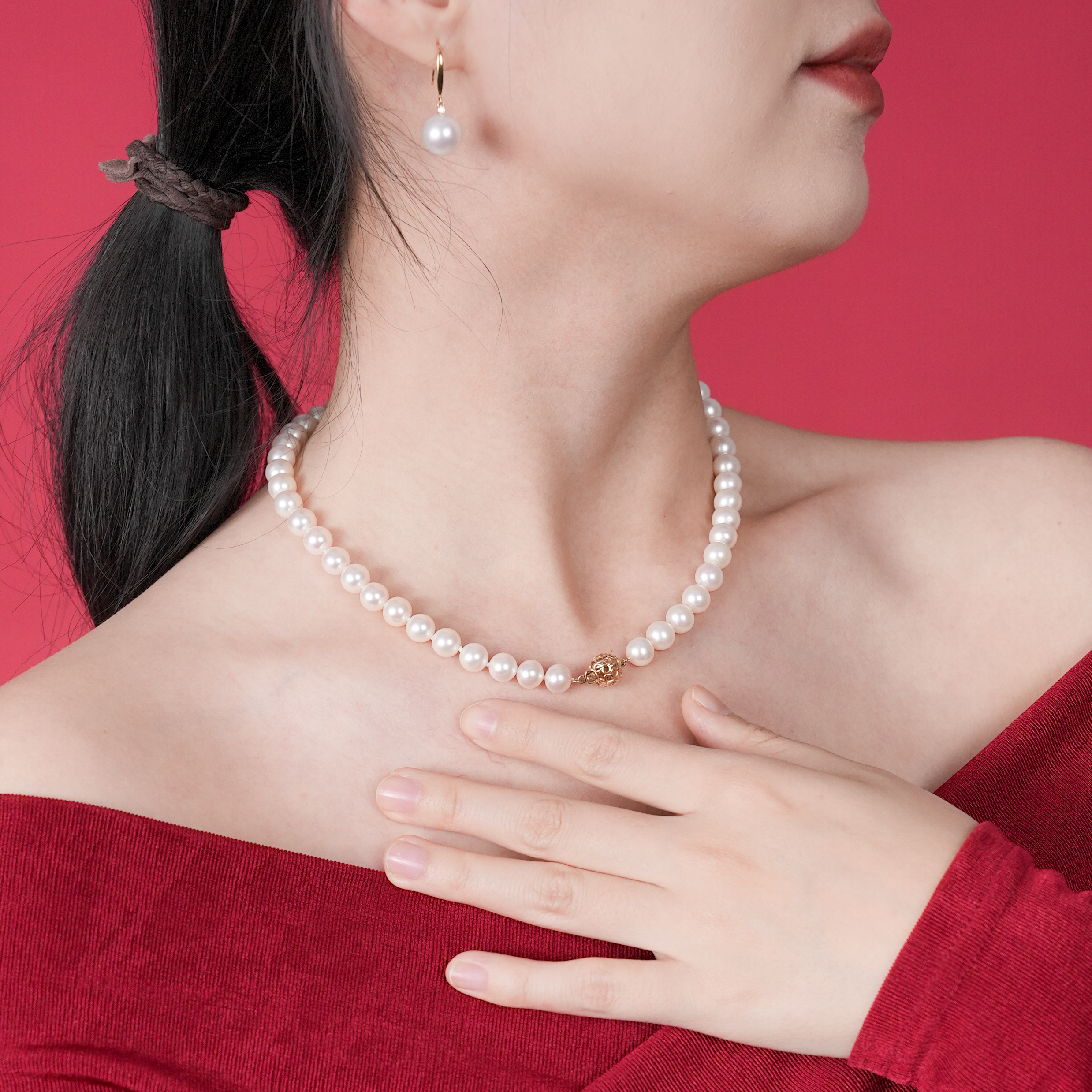 阮仕珍珠下架【西子湖畔】淡水珍珠项链14K金7.3-8.3mm无核商品图