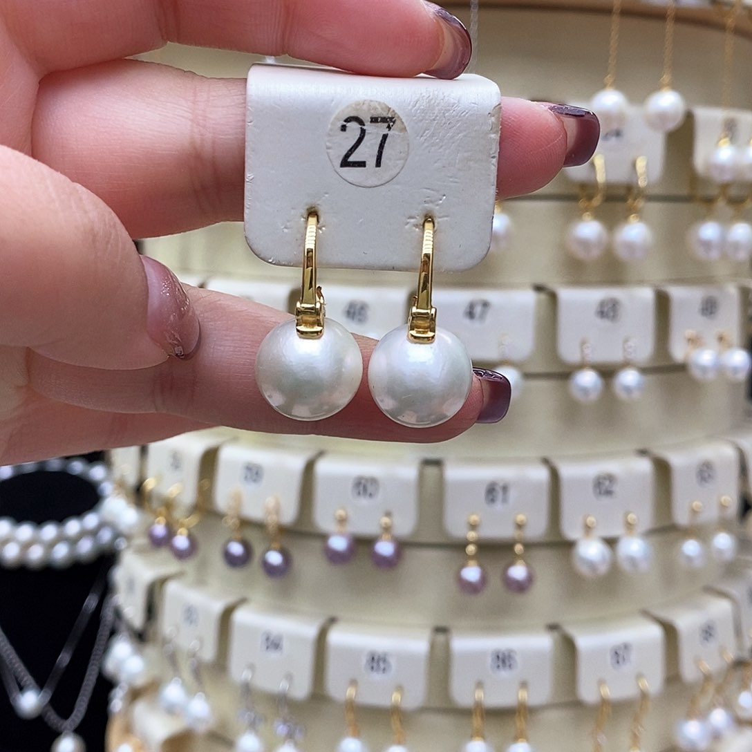 淡水珍珠耳饰银S925镶嵌