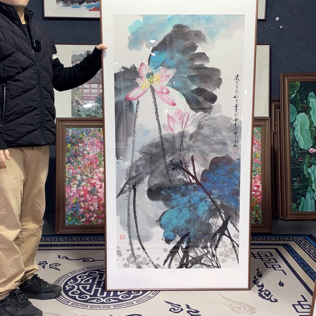 国画手绘画作品带框80/160