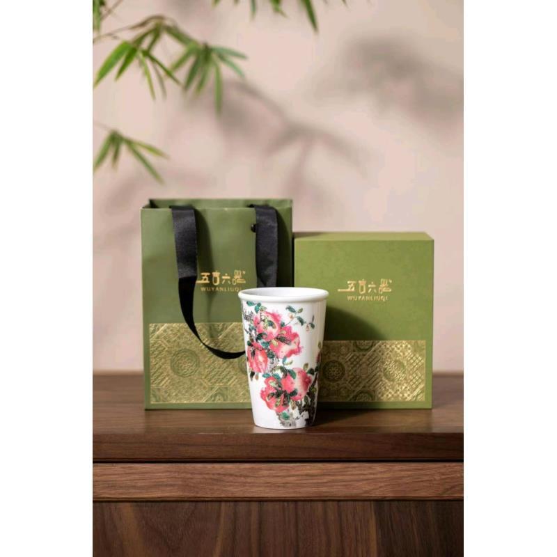 福满榴园珐琅彩可乐杯wy-072 陶瓷家用饮料杯陶瓷杯