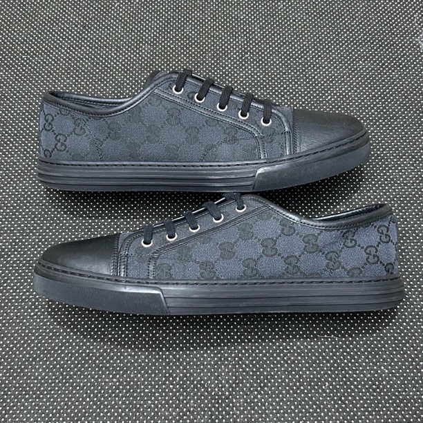 95新 GUCCI/古驰 42码 内长27cm 黑色 满印 鞋口划伤 成色很新