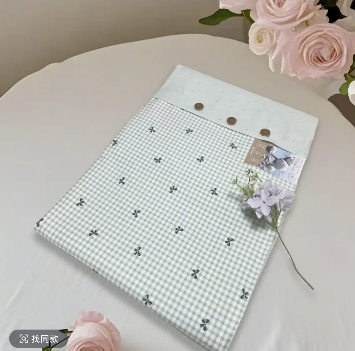 【蝴蝶结】纯棉纽扣单人被罩 1.6*2.1全棉精梳棉AB版单人被套