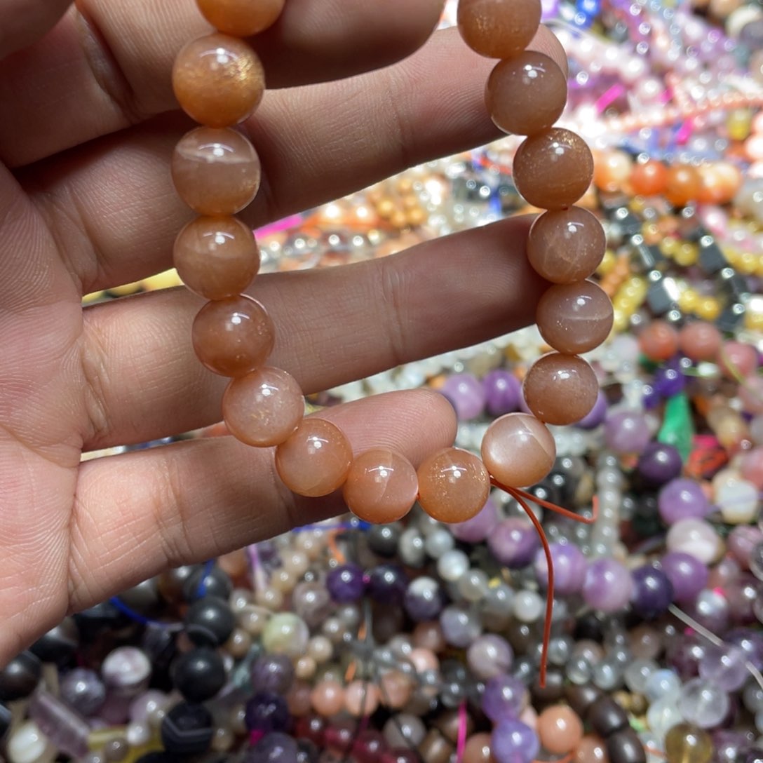 烟晶手链银S800镀金镶嵌