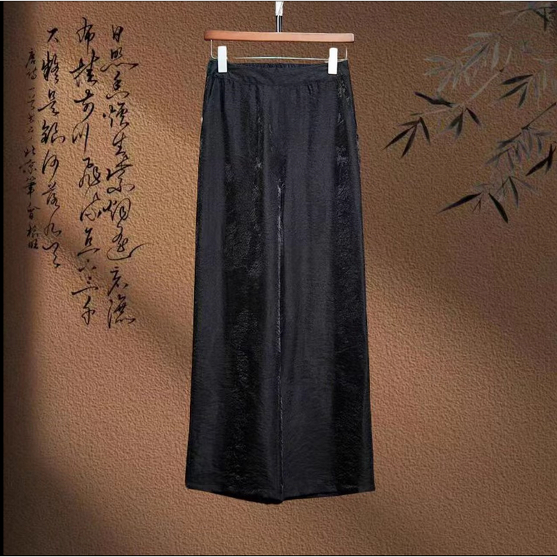 【1390寻川】春夏秋新中式夏季阔腿裤休闲裤长裤提花侘寂风中国风