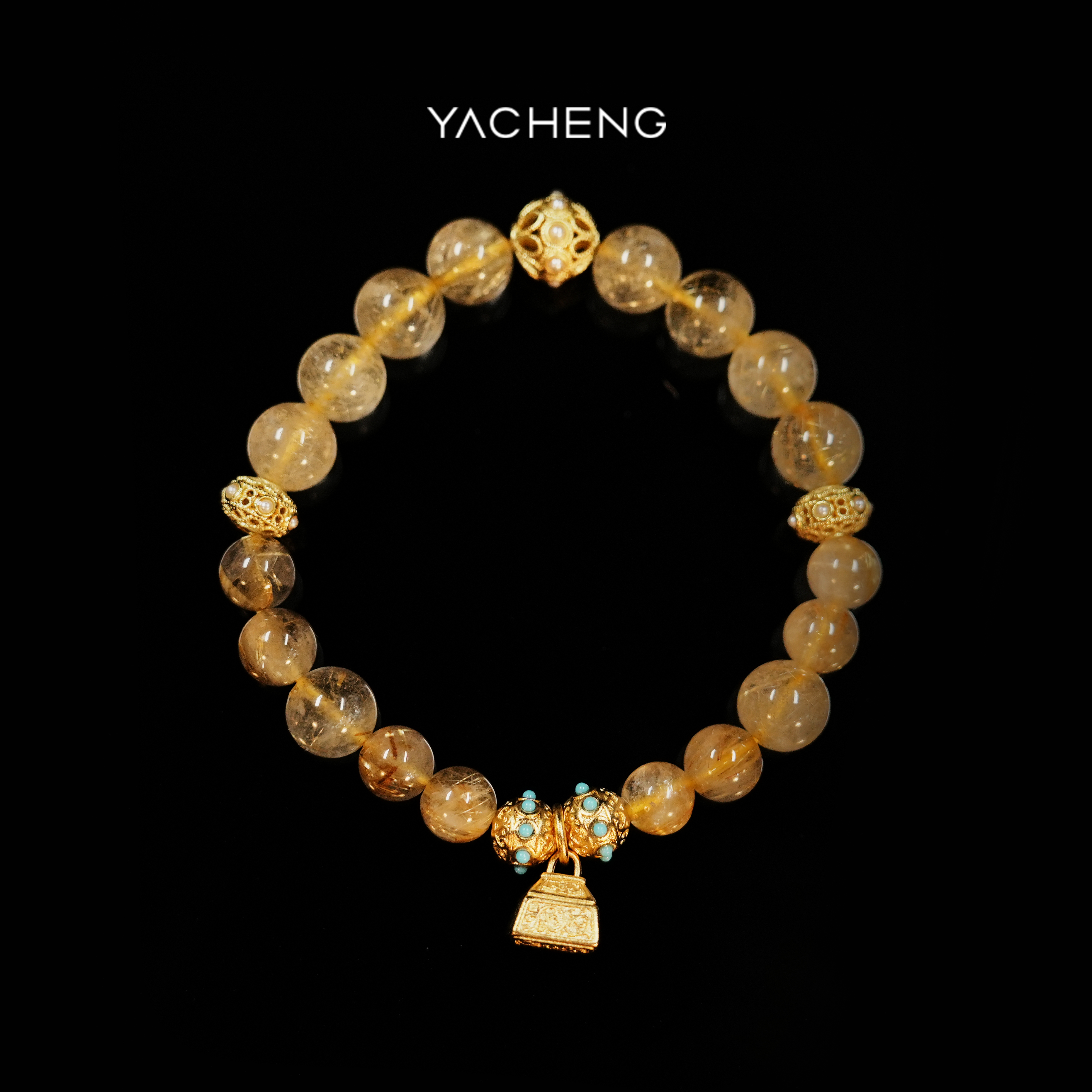 925银手链 【雅丞珠宝】财气满满原创黄发晶手链